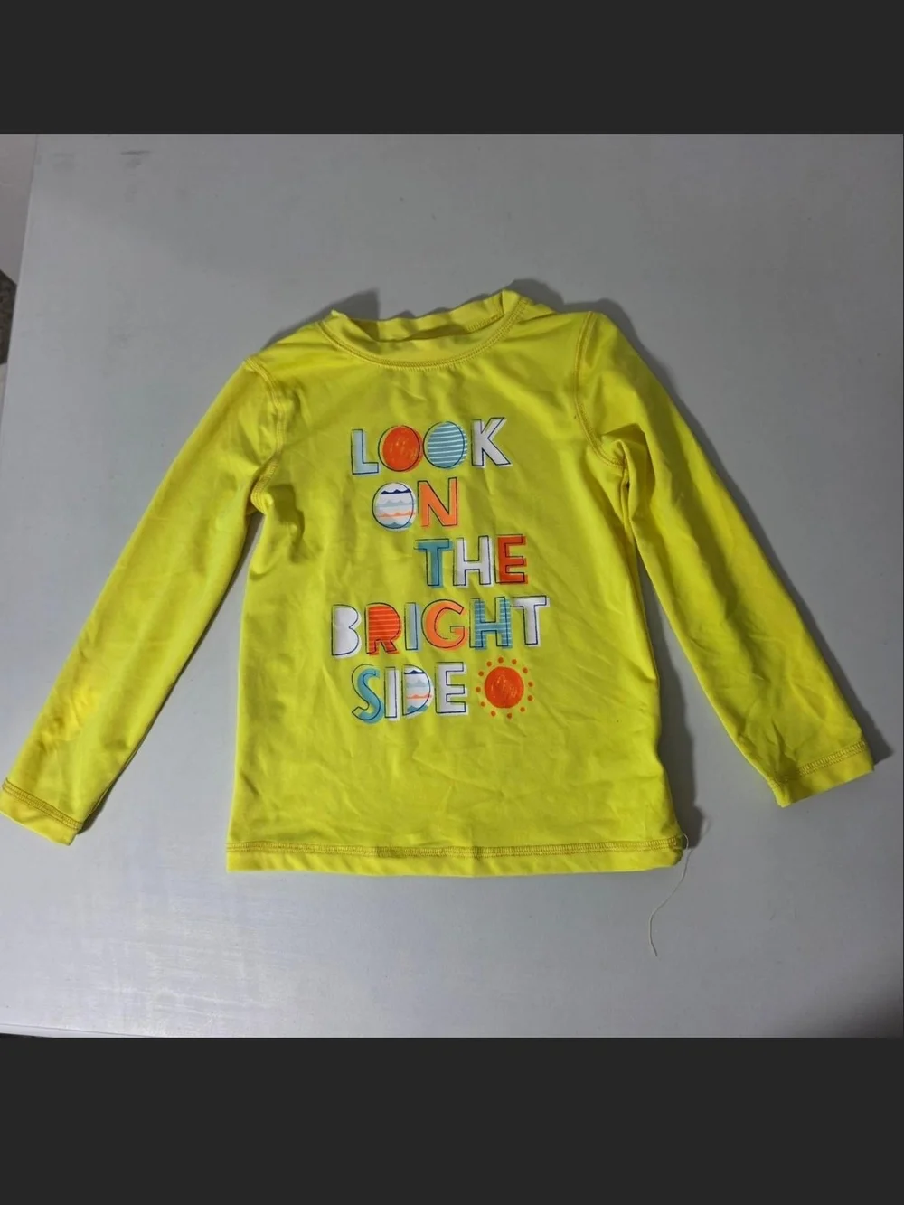Look On The Bright Side Yellow Long-Sleeve Kids Rashguard